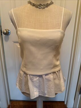 Zara NWT Ivory Spaghetti Strap Peplum Top
